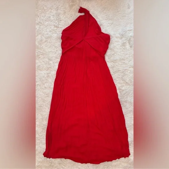 Reiss Red Pleated Halter Dress - Picture 3 of 4